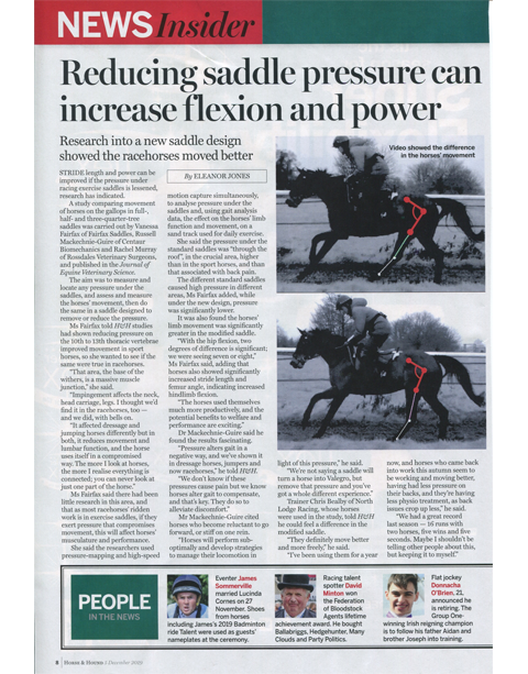 Horse & Hound - Reducing saddle pressure can increase flexion and power